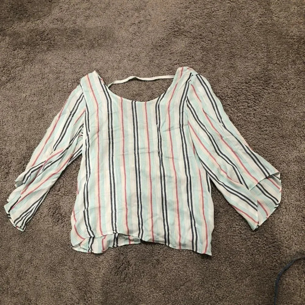 Drew Anthro Striped linen blend blouse NWT Size Medium‎